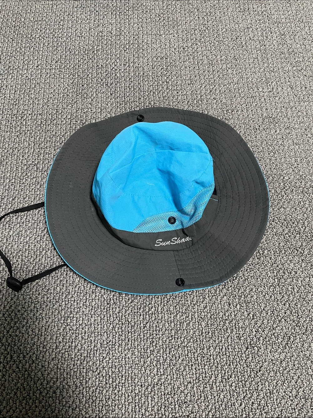 Kids Blue and Gray Wide-Brim Sun Hat